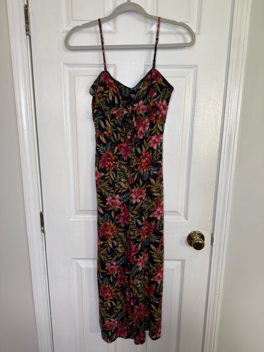 American Eagle Outfitters Black Floral Slip Jumpsuit